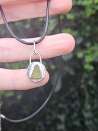 Image 6 of Ready to ship! Mens Necklace! Cornish Green seaglass & Sterling Silver pebble 