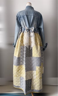 Image 2 of Handmade Repurposed Denim Quilt Jacket with Belt Bow 