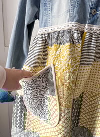 Image 3 of Handmade Repurposed Denim Quilt Jacket with Belt Bow 