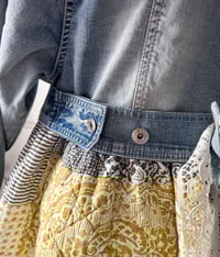 Image 5 of Handmade Repurposed Denim Quilt Jacket with Belt Bow 