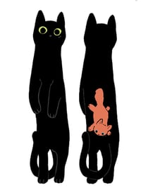 Image 3 of Long black cat peeking bookmark