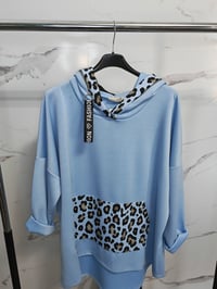 Felpa donna con cappuccio leopardato