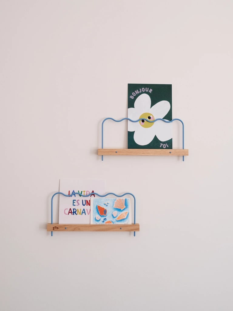 DUO D'ÉTAGÈRES MURALES SUPER-POSES ONDE 20 CM (ROSE OU BLEU) Image 3