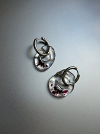 Image 3 of Clear/Purple Murano Glass Earrings