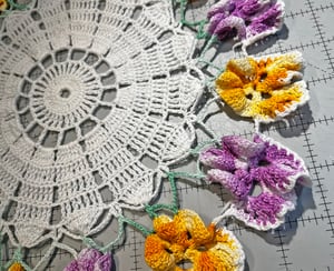 Image of Vintage Pansy Floral Round Doily