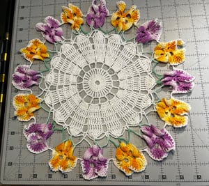 Image of Vintage Pansy Floral Round Doily