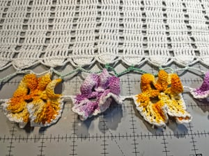 Image of Vintage Pansy Floral Rectangular Doily