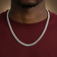 Image 1 of 8mm Silver Cuban Link Chain 