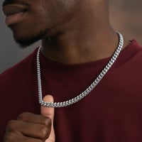 Image 4 of 8mm Silver Cuban Link Chain 