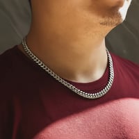 Image 3 of 8mm Silver Cuban Link Chain 