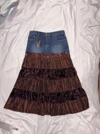 Image 1 of 00s denim brown fairy maxi skirt with sequins 