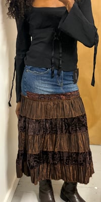 Image 6 of 00s denim brown fairy maxi skirt with sequins 