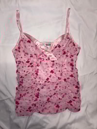 Image 1 of 00s pink floral ruched cami 