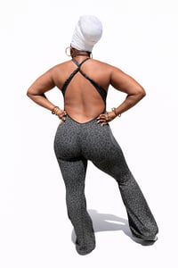 Image 2 of Midnight Gray Leopard Sculpt Jumper Suit