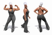 Image 3 of Midnight Gray Leopard Sculpt Jumper Suit