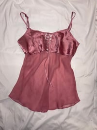 Image 1 of 00s Jennyfer pink satin and mesh cami 