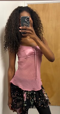 Image 4 of 00s Jennyfer pink satin and mesh cami 