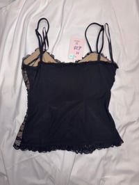 Image 2 of 90s black polka dot ruched corset style cami 