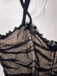 Image 3 of 90s black polka dot ruched corset style cami 