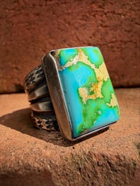 Image 1 of WL&A Handmade Heavy Ingot Split Lane Gem Grade Sonoran Desert Ring - Size 11