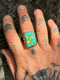 Image 3 of WL&A Handmade Heavy Ingot Split Lane Gem Grade Sonoran Desert Ring - Size 11