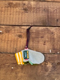 Image 4 of Mitt Elberts ♻️ / Light Gray / Yellow & White Stripe Cuff