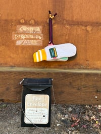 Image 3 of Mitt Elberts Mittens ♻️ / Quartz Color Fleece / Yellow & White Stripe Cuff