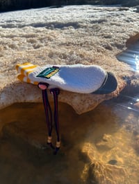 Image 2 of Mitt Elberts Mittens ♻️ / Quartz Color Fleece / Yellow & White Stripe Cuff