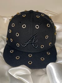 Image 1 of Atlanta Black Rhinestone Bling Fitted W/Patch