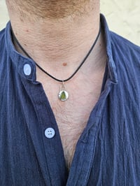 Image 8 of Ready to ship! Mens Necklace! Cornish Green seaglass & Sterling Silver pebble 