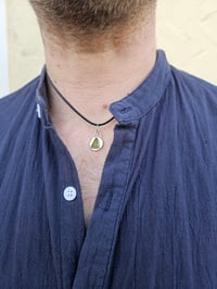 Image 1 of Ready to ship! Mens Necklace! Cornish Green seaglass & Sterling Silver pebble 