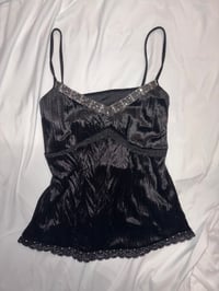 Image 1 of 90s black velvet cami with sequin detail 