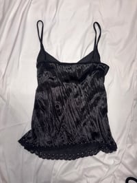 Image 2 of 90s black velvet cami with sequin detail 