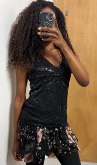 Image 5 of 00s vintage black beaded micromesh top