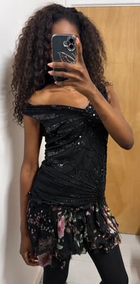 Image 6 of 00s vintage black beaded micromesh top