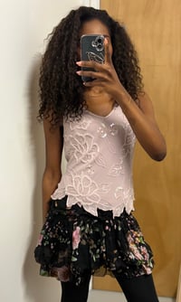 Image 5 of 00s Monsoon pink silk beaded sequin asymmetrical hem cami 