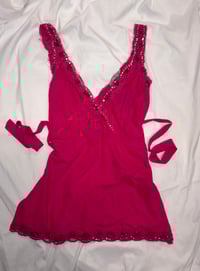 Image 1 of 00s hot pink tie back sequin cami top 