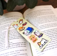Image 1 of Cats and Books with a White Tassel Handmade Metal Bookmark, book, reading