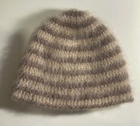 03 / Brown & Cream Striped Mohair Brushed Beanie