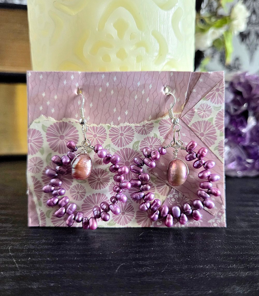 Image of Lilac Freshwater Pearl Bridal Earrings