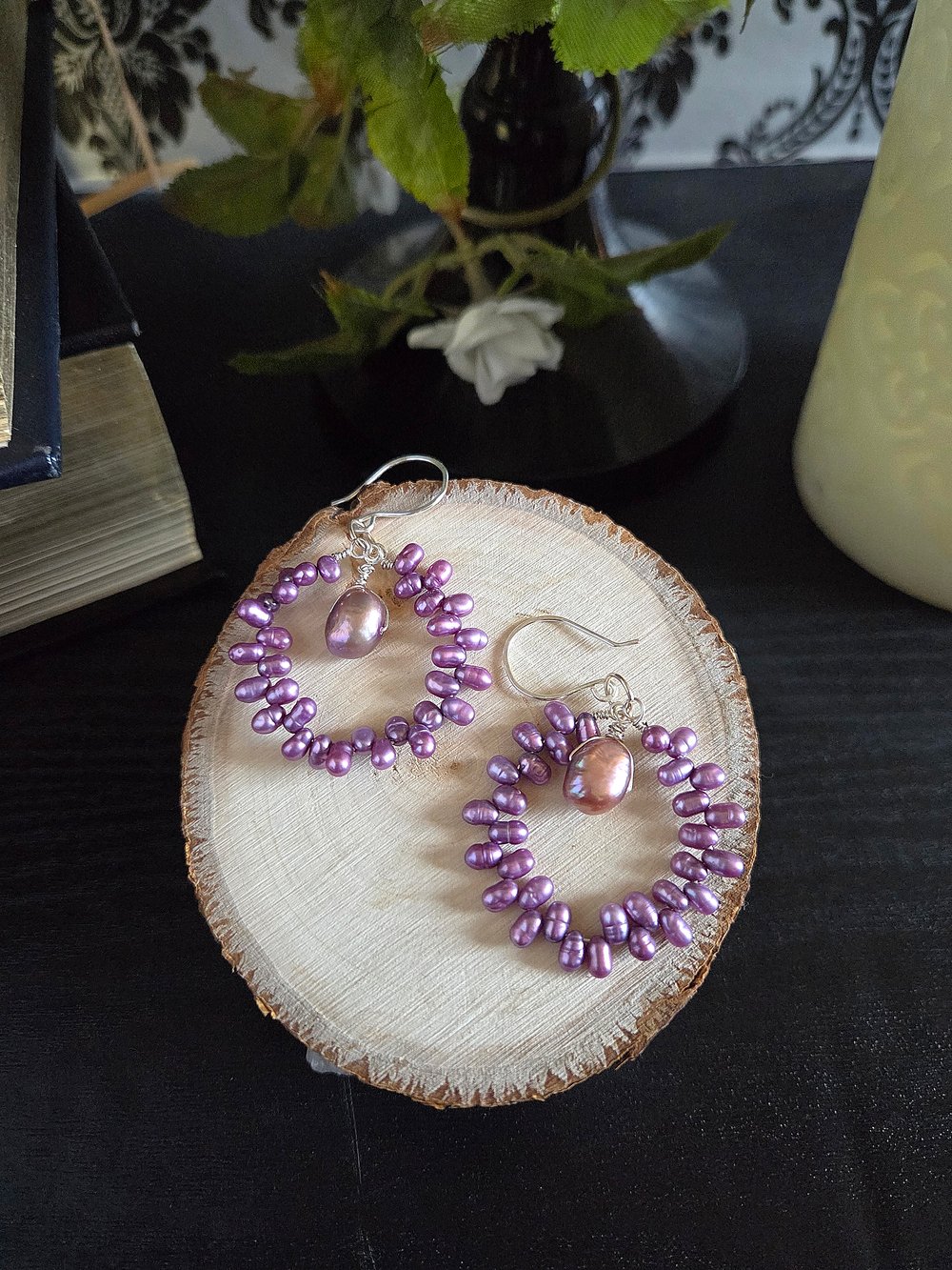 Image of Lilac Freshwater Pearl Bridal Earrings