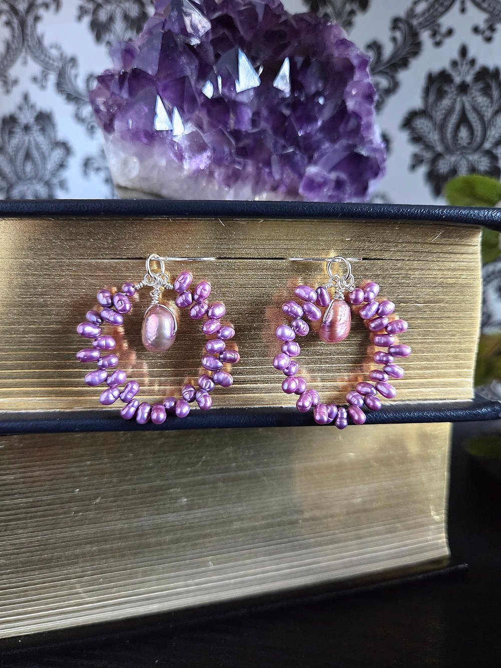 Image of Lilac Freshwater Pearl Bridal Earrings