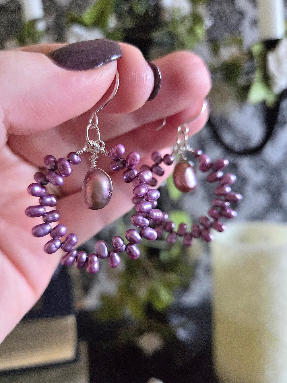 Image of Lilac Freshwater Pearl Bridal Earrings