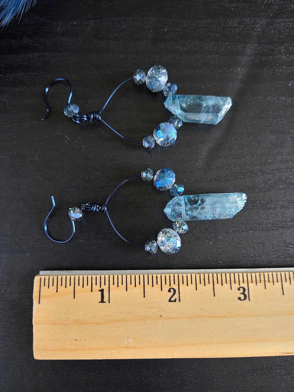 Image of Blue Quartz Wire-Wrapped Hoop Earrings