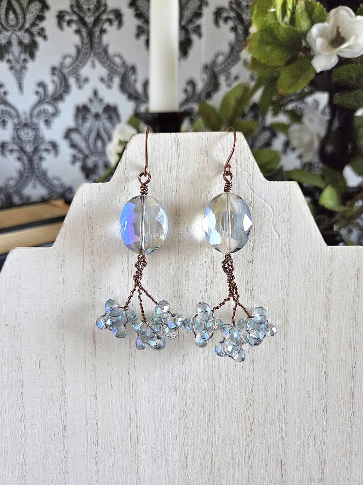 Image of Blue Crystal Danish Cluster Earrings