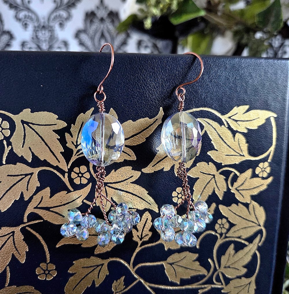 Image of Blue Crystal Danish Cluster Earrings