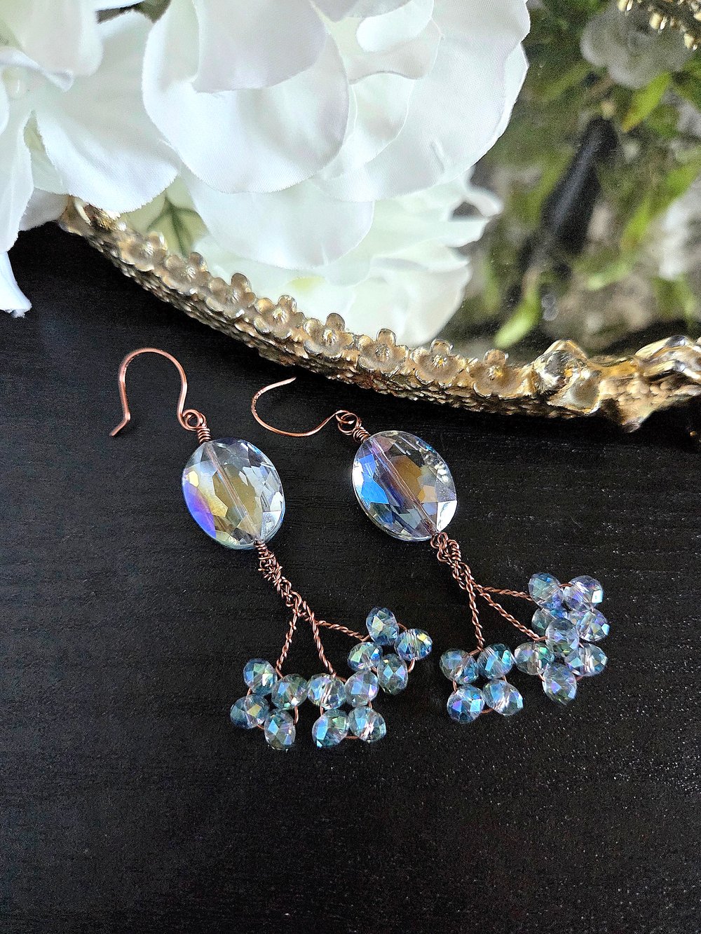 Image of Blue Crystal Danish Cluster Earrings