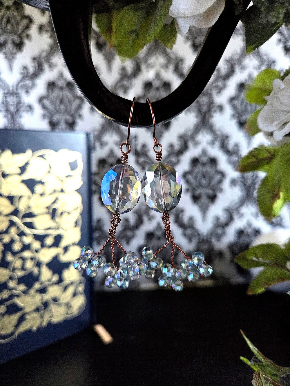 Image of Blue Crystal Danish Cluster Earrings