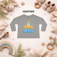 Image 5 of Toddler Long Sleeve Tee - "Raised on Jesus" Baby Bottle Christian Kids Shirt