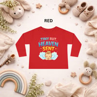 Image 3 of Toddler Long Sleeve Tee - "Tiny But Heaven Sent" Baby Angel Graphic